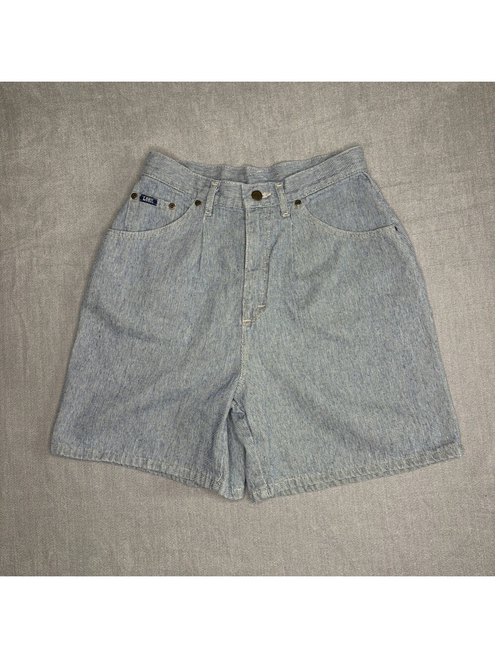 90s Vintage Lee Womens 6 Woven Navy High Waisted Shorts Bermuda USA Made